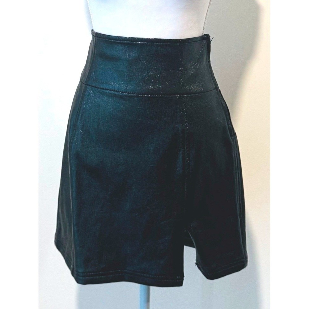 Free People Vegan Leather Mini Skirt High Waisted Pleather Grunge Indie Sz 4